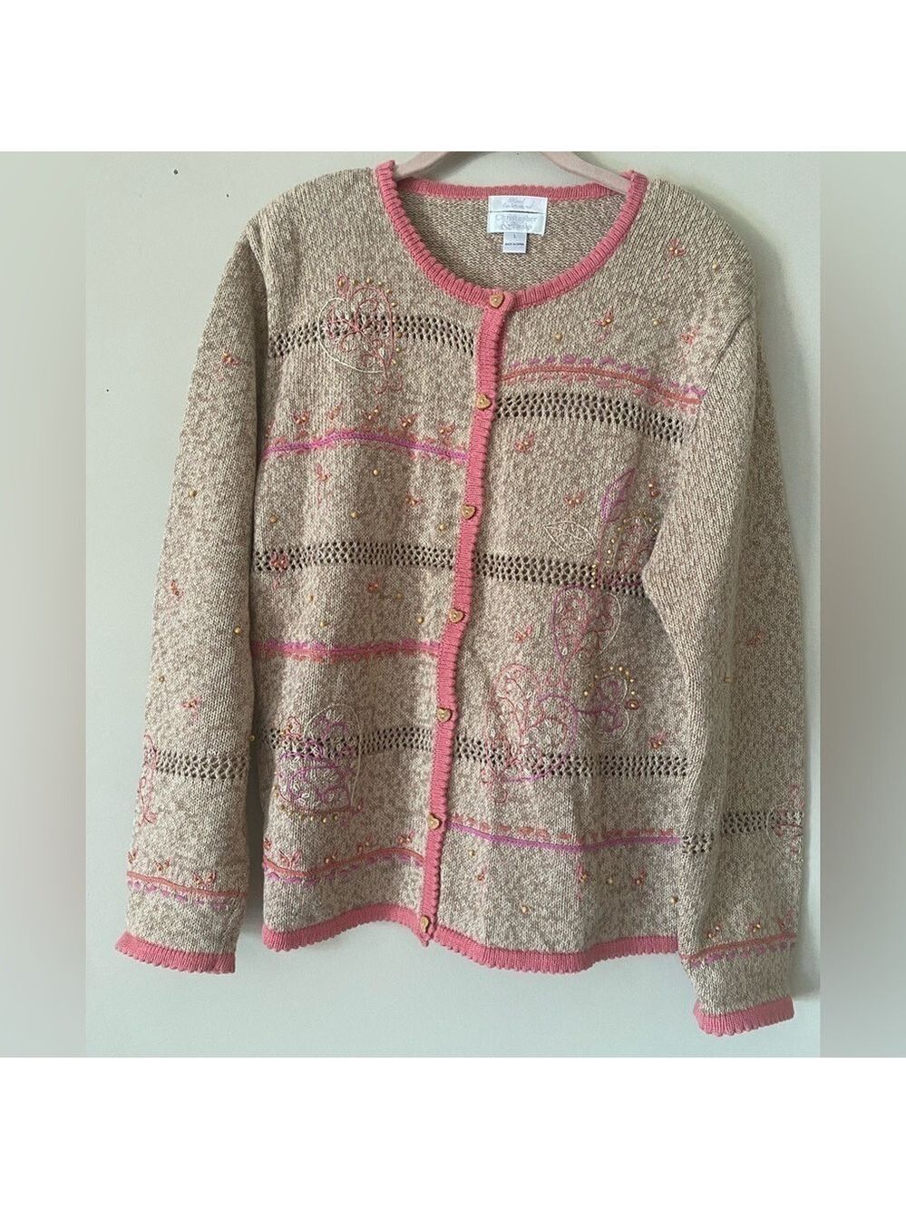 Christopher & Banks Cardigan with Embroidery Detail L